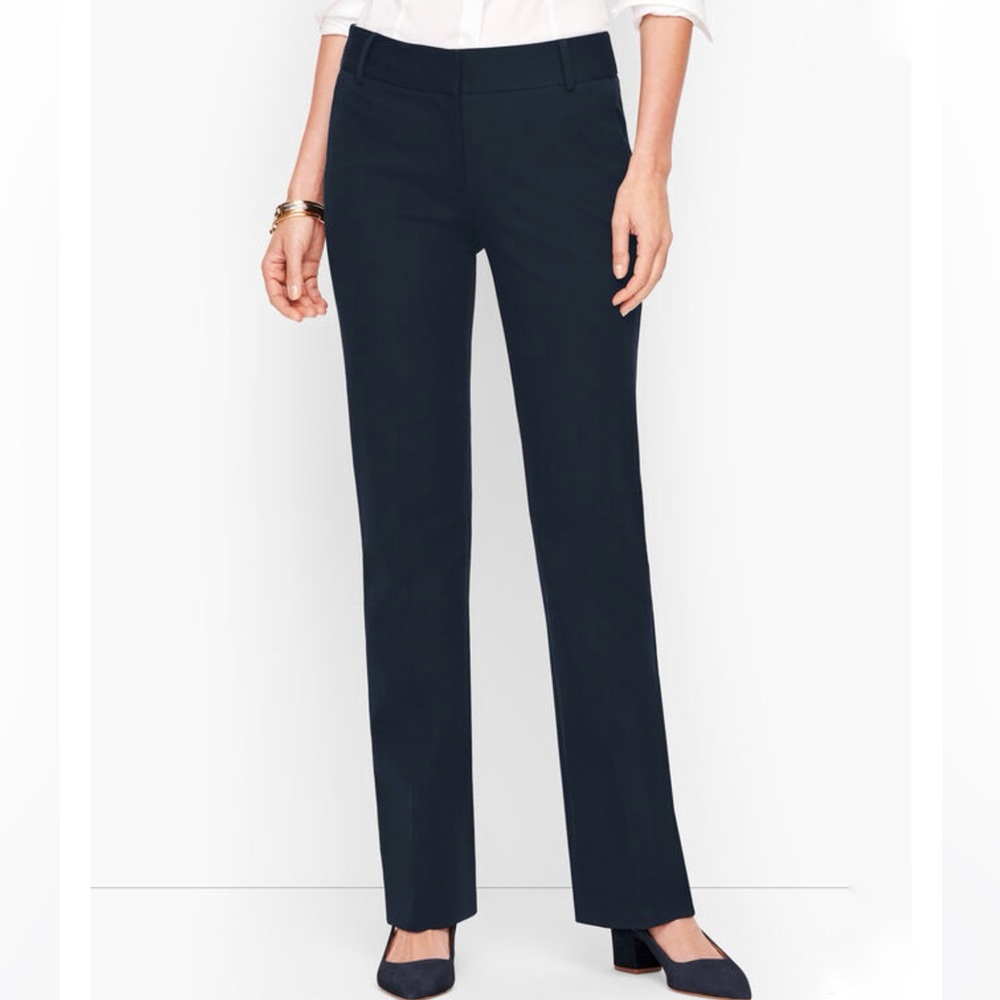 Talbots Heritage Flat Front Stretch Cotton Blend Straight Leg Trousers Black-4P
